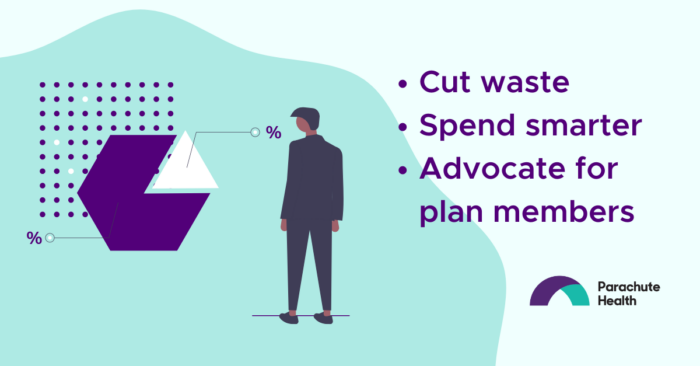 Graphic of a person with text promoting smarter spending strategies for Parachute Health users