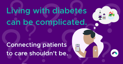 Person managing diabetes with smartphone and healthy lifestyle icons