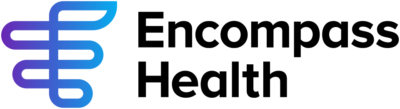 Logo with blue and purple gradient design featuring text on the right side