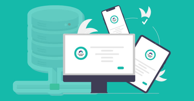Digital devices with cloud data storage concept illustration