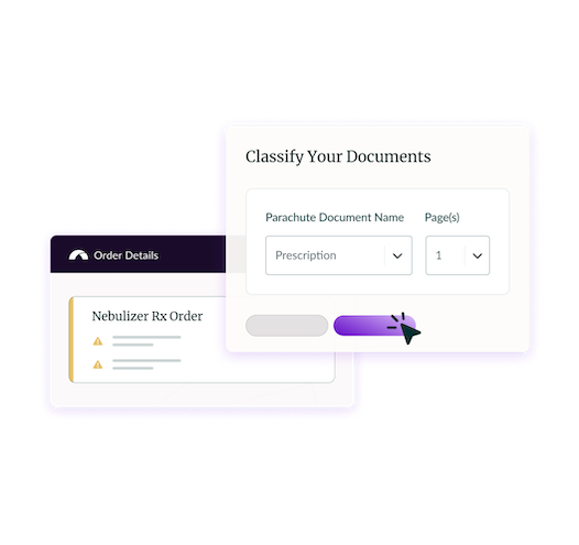 Document classification interface for order details and prescription forms