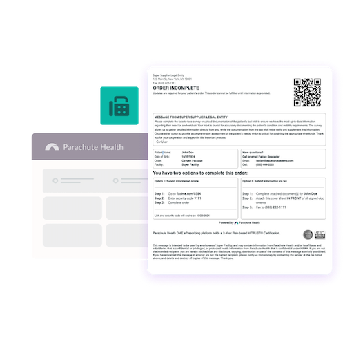 Digital form and secure document verification interface from Parachute Health