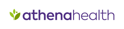 Athenahealth logo with green leaf symbol on a white background