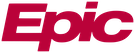 Epic logo in red font on a transparent background