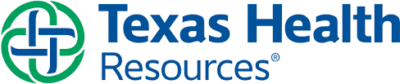 Texas Health Resources logo featuring a blue and green circular emblem