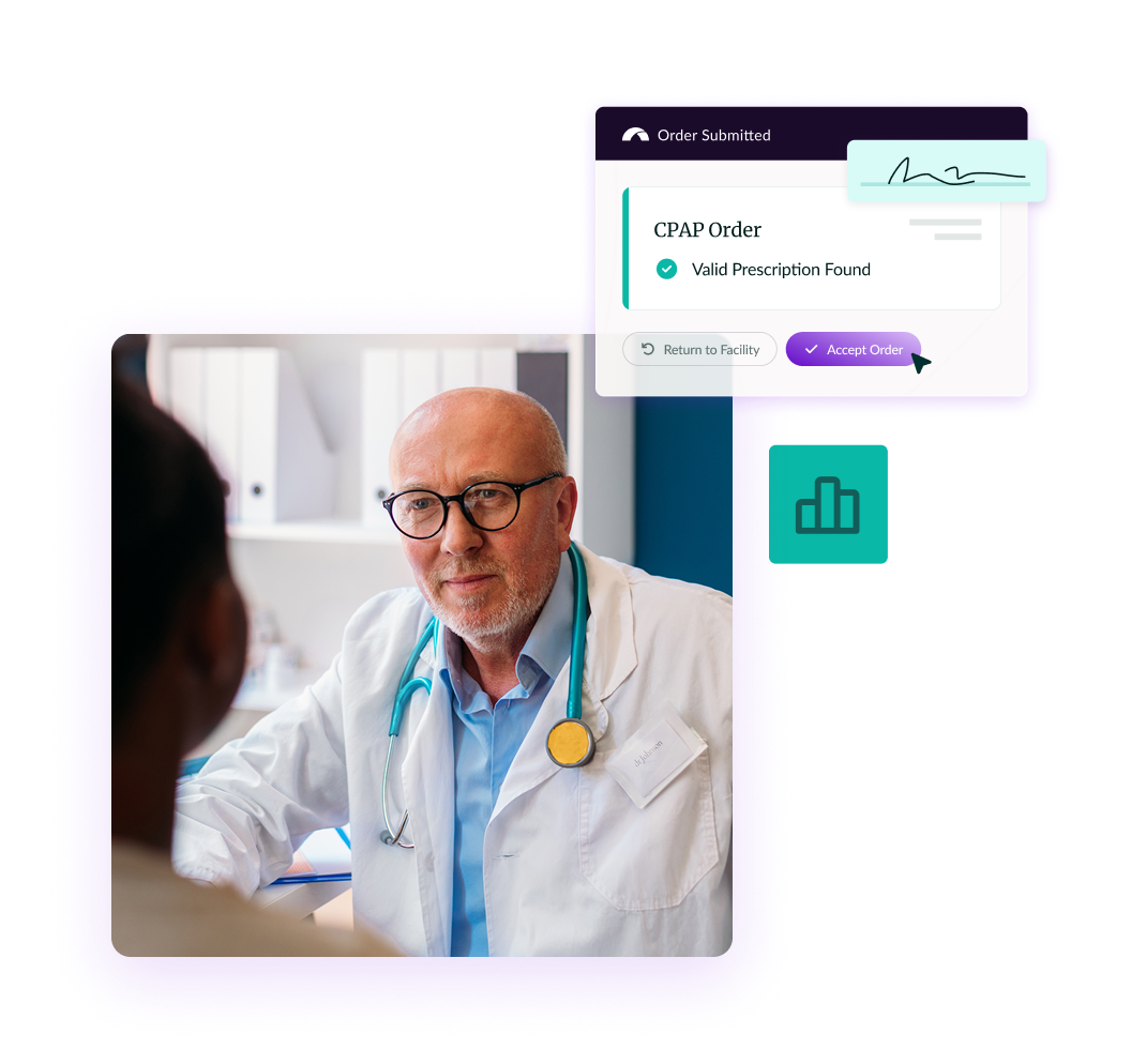 Doctor with patient discussing CPAP order prescription found valid